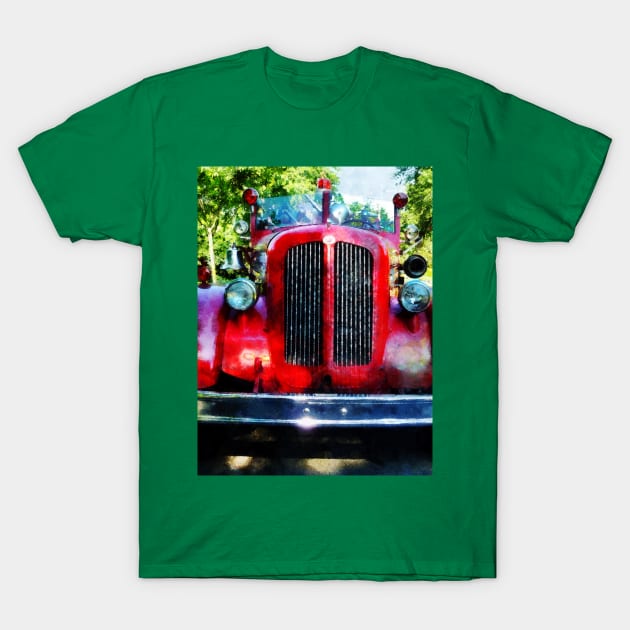 Firemen - Front Of Old Fire Truck T-Shirt by SusanSavad